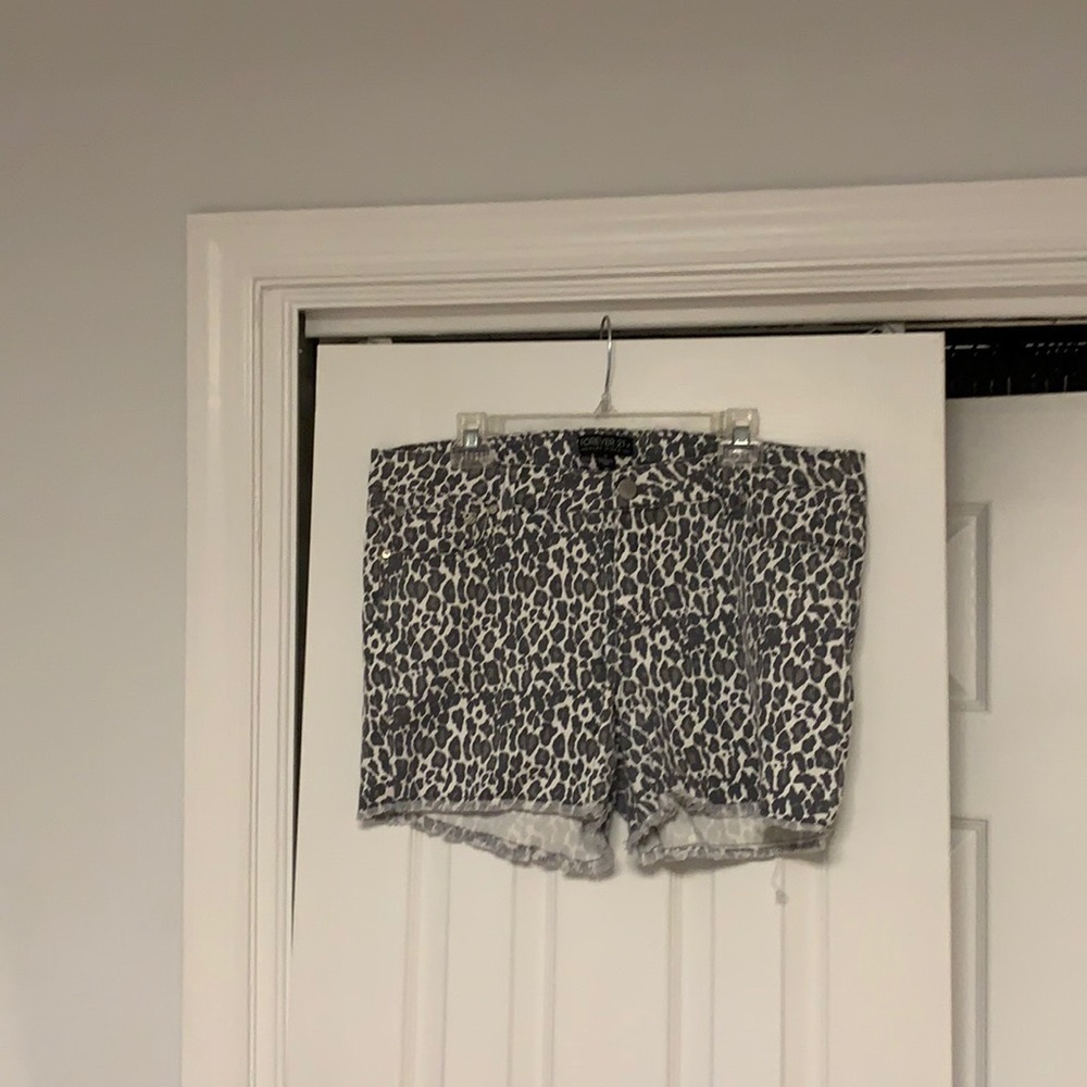 Leopard Print Jean Shorts